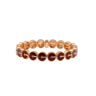 ELASTICATED ENAMEL DISC BRACELET BURGUNDY