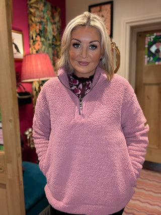 Ladies Coast Half Zip Fleece - Wild Rose