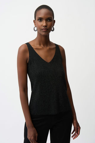 Metallic Knitted Camisole with Rhinestones