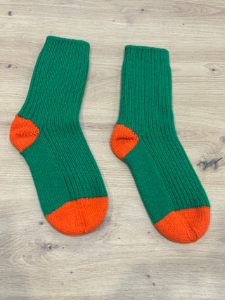 Knitted Lamaine Socks in Pine