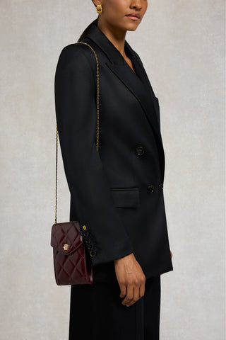 Knightsbridge Quilted Phone Pouch Oxblood Leather