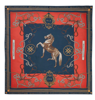 Regal Horse Silk Scarf Navy Neroli