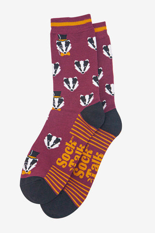 Men's Bamboo Socks - Burgundy/Black, Dapper Badger