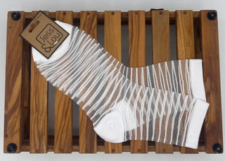 Footwear Elegance - Fashion Mesh Socks: White hearts