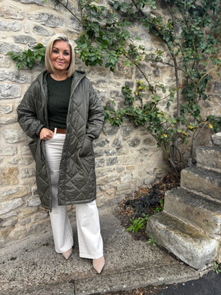 Nico Puffa Coat With Pockets Sage Green