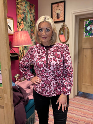 Ladies Juliette Blouse - Cranberry Floral