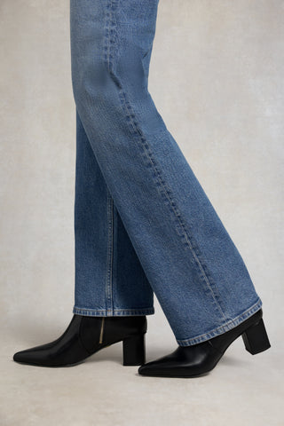 Regency Mid Heel Ankle Boot Black