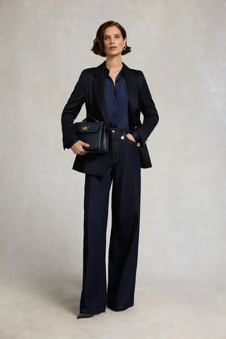 Iona Satin Shirt Deep Navy