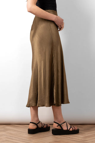 Cassie Midi Slip Skirt - Khaki