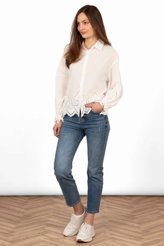 Fallon Slim Leg Straight Cut Jeans - Mid Wash Blue, Denim