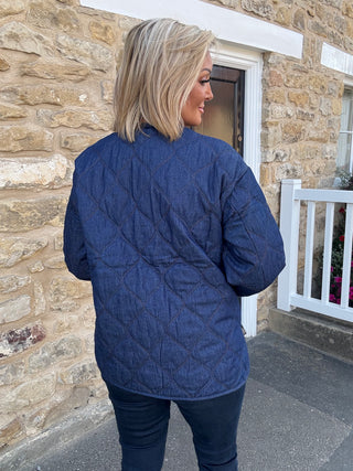 Lori Quilted Jacket in Dark Blue Denim
