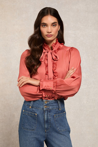 Rebecca Ruffle Blouse Cinder Rose