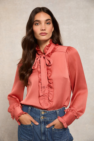 Rebecca Ruffle Blouse Cinder Rose