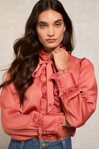 Rebecca Ruffle Blouse Cinder Rose