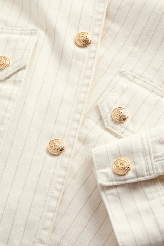 Denim Chore Jacket Ecru Stripe