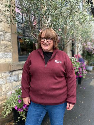 Knit Half Zip in Mulberry