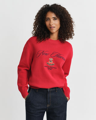 Graphic Cotton C-Neck in Red