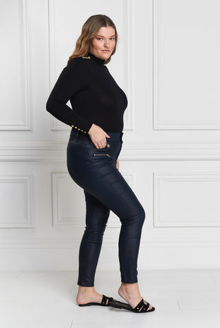 Coated Jodhpur Jean in Navy