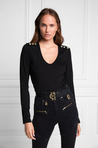 Long Sleeve V-Neck Tee Black