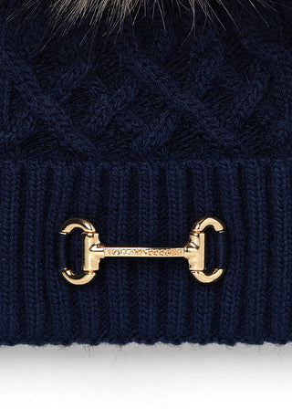 Horsebit Bobble Hat Ink Navy