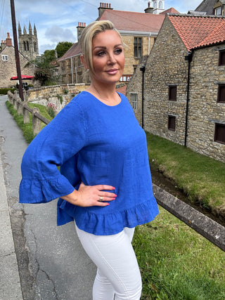 Julia Frill Top Royal Blue