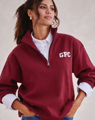 Knit Half Zip in Mulberry