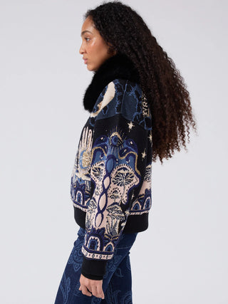 Written in the Stars Jet Jacquard Bomber, Black