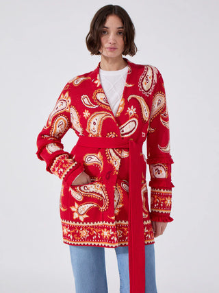 Jude Jacquard Cardigan in Jimi Red
