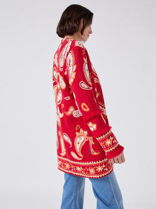 Jude Jacquard Cardigan in Jimi Red