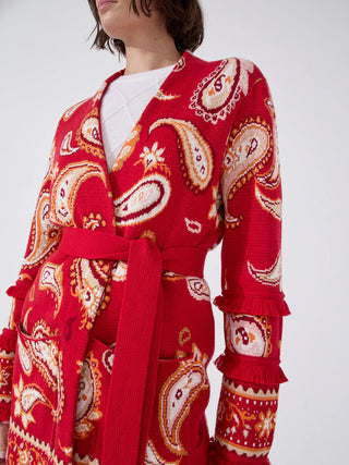 Jude Jacquard Cardigan in Jimi Red