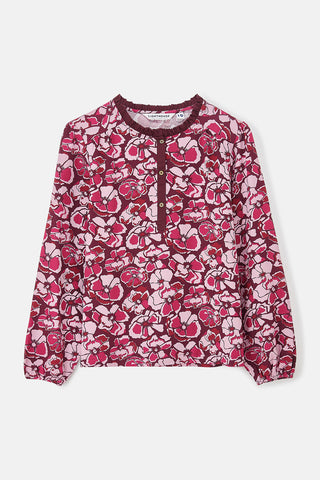 Ladies Juliette Blouse - Cranberry Floral