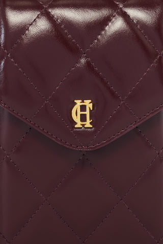 Knightsbridge Quilted Phone Pouch Oxblood Leather
