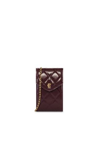 Knightsbridge Quilted Phone Pouch Oxblood Leather