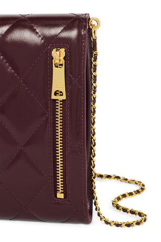 Knightsbridge Quilted Phone Pouch Oxblood Leather