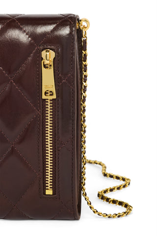 Knightsbridge Quilted Phone Pouch Chestnut Leather