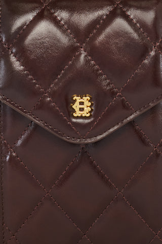 Knightsbridge Quilted Phone Pouch Chestnut Leather