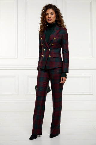 High Waisted Straight Trouser Mulberry Tartan