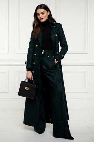 High Waisted Straight Trouser Emerald Houndstooth