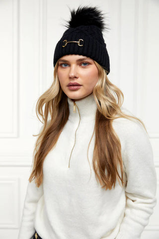 Horsebit Bobble Hat Black