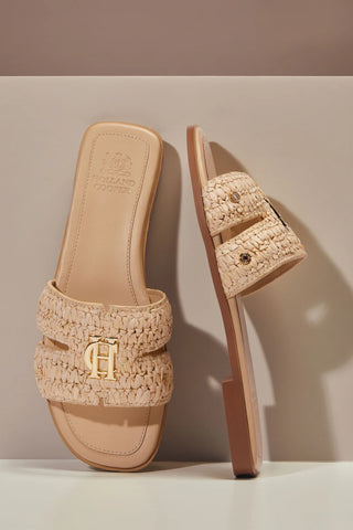 Monogram Slides Natural Straw