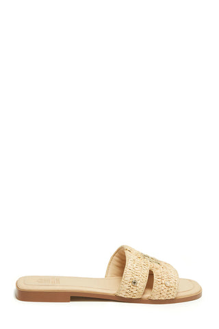 Monogram Slides Natural Straw