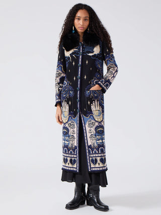 Written in the Stars Ray Jacquard Coat, Black