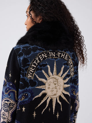 Written in the Stars Ray Jacquard Coat, Black