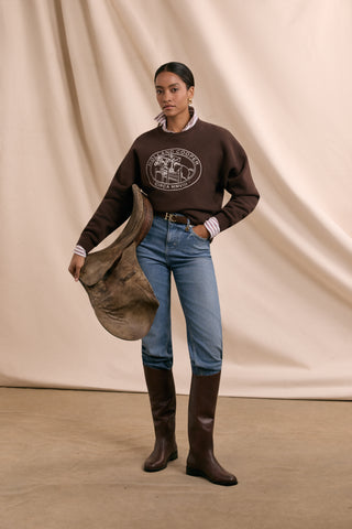 Relaxed Fit Crew Neck Sweater Walnut