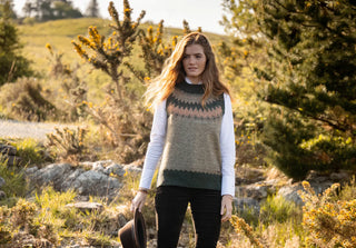 Doyle Women's Fair Isle pattern vest - Olive Multi
