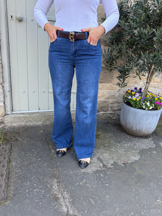 Goldie | Classic Wide-Leg Stretch Jeans  Medium Denim Blue