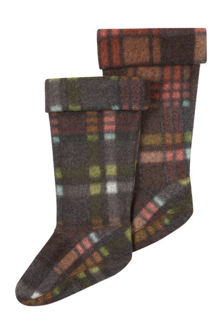 Elle Fleece Socks - Bison Plaid