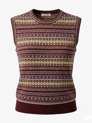 Kirsten Fairisle Slipover in Burgundy