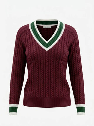 Liz V Pullover in Burgundy