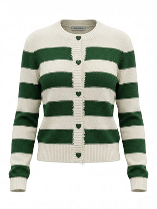Emma Cardigan Winter White and Emerald